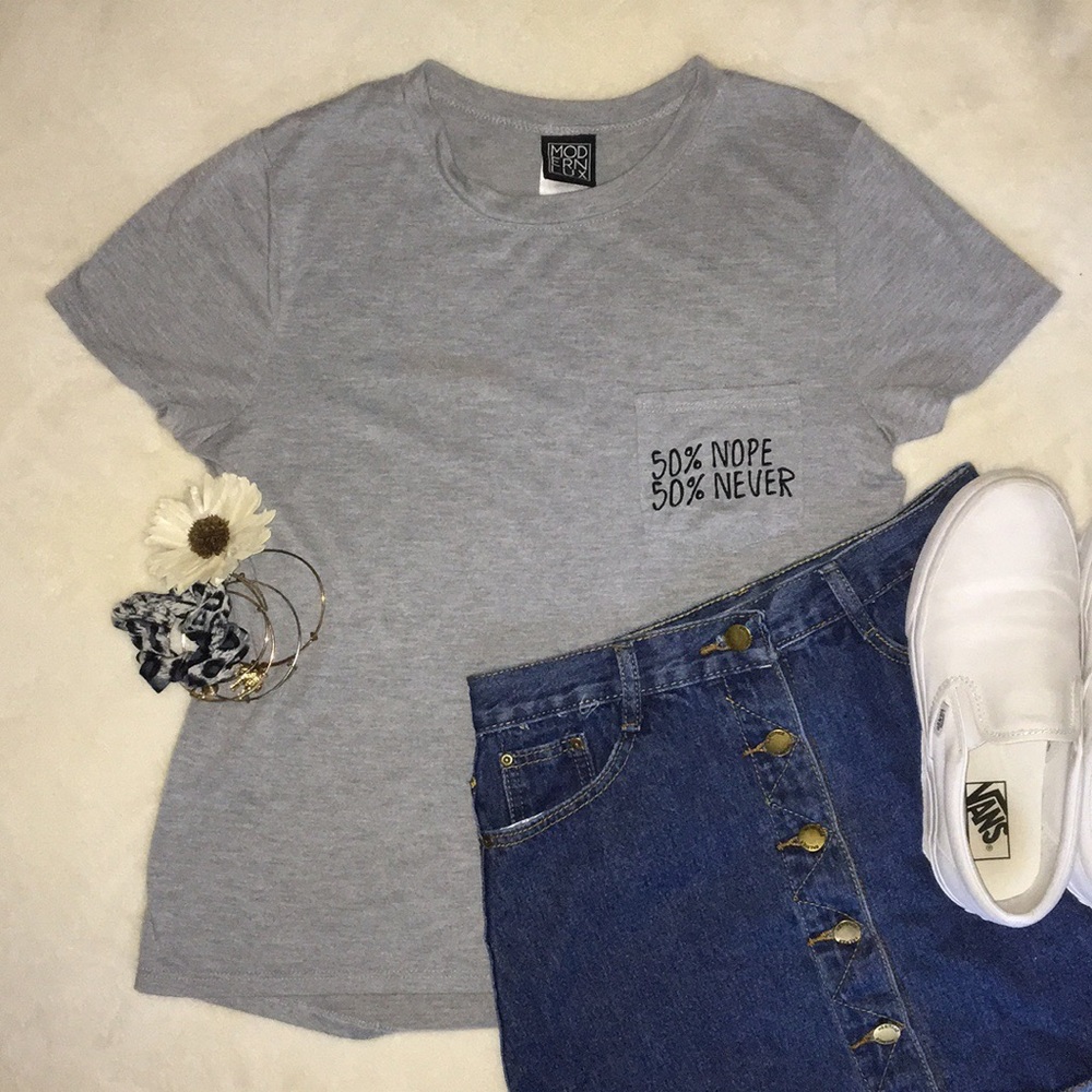 Cute Grey Pocket Tee